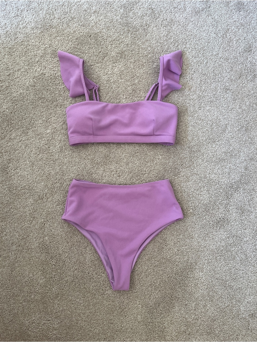 Women’s Purple Ruffle-Strap Two-Piece Swimsuit
